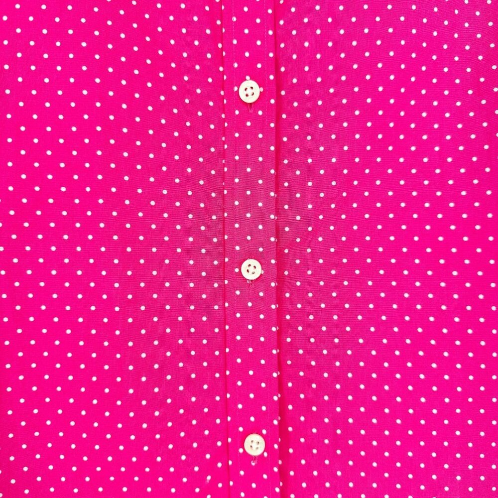 Lauren Ralph Lauren Black Label Long Sleeve Button-Up Pink w/Polka Dot Women XL - Picture 4 of 6
